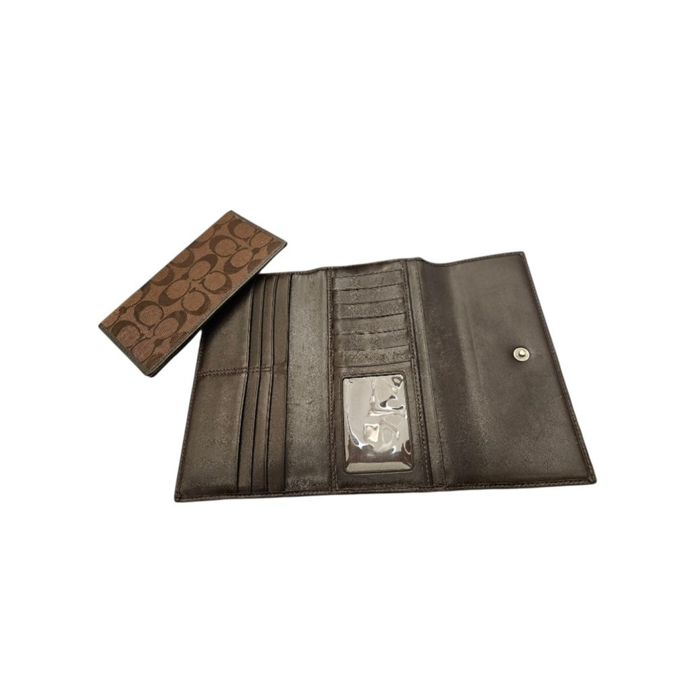 Coach Brown Signature Canvas Wallet One Size - Picture 8 of 14